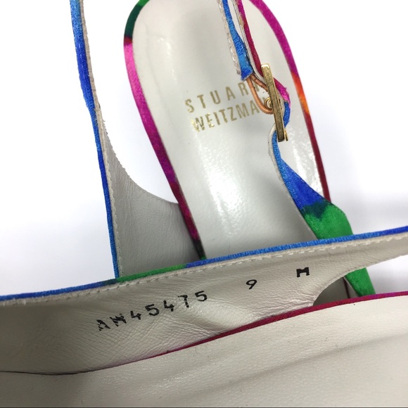 Stuart Weitzman rainbow watercolor peep toe heels - Picture 8 of 8